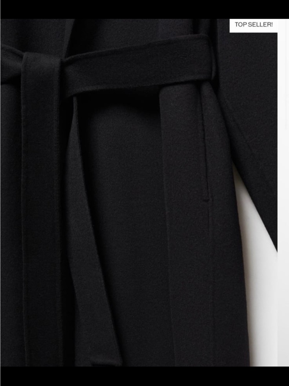 New Mango wool Black Belted Coat size XS - Picture 12 of 12